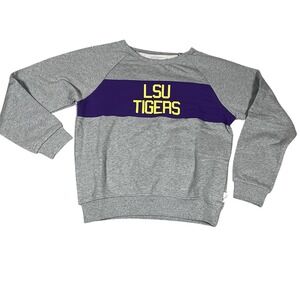 Hillflint LSU Tigers Sweatshirt Womens Medium Gray Purple Cotton Raglan Crewneck